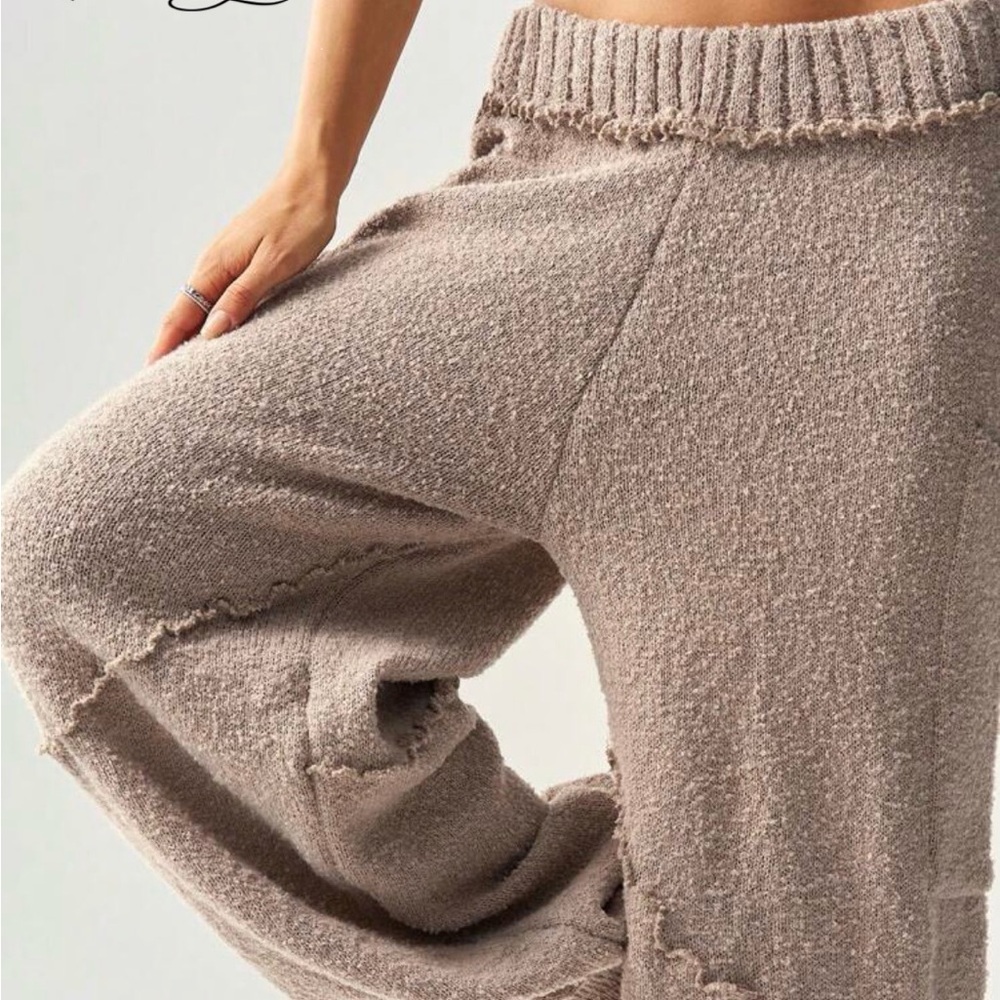 Brand NEW Bohemela BOHO Baggy Women's Taupe Knit Joggers | Cozy Oversized Sweats - Picture 7 of 7